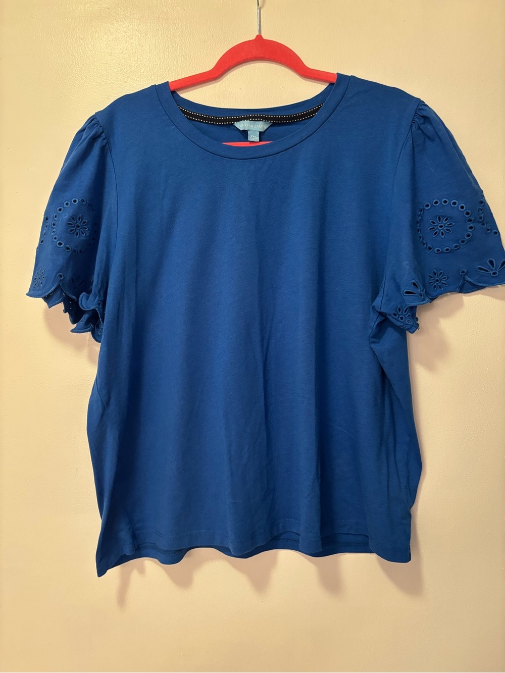 Lands End Draper James Blue Eyelet Sleeve Top XXL